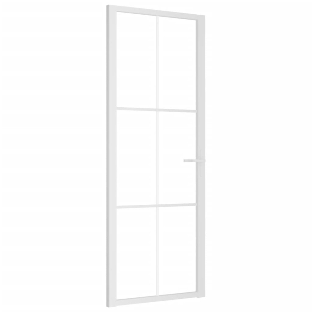 vidaXL Ușă de interior, 76x201,5 cm, alb, sticlă ESG și aluminiu