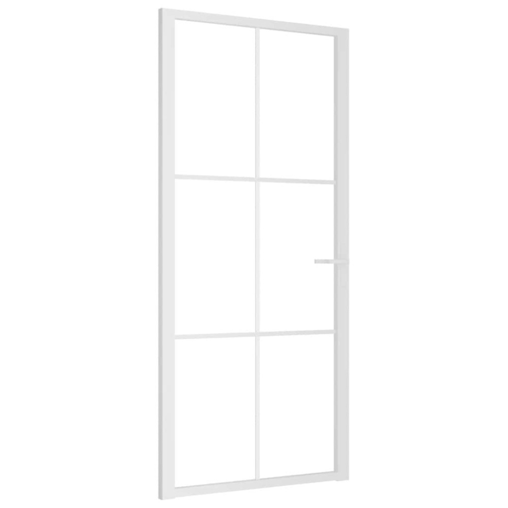 vidaXL Ușă de interior, 93x201,5 cm, alb, sticlă ESG și aluminiu