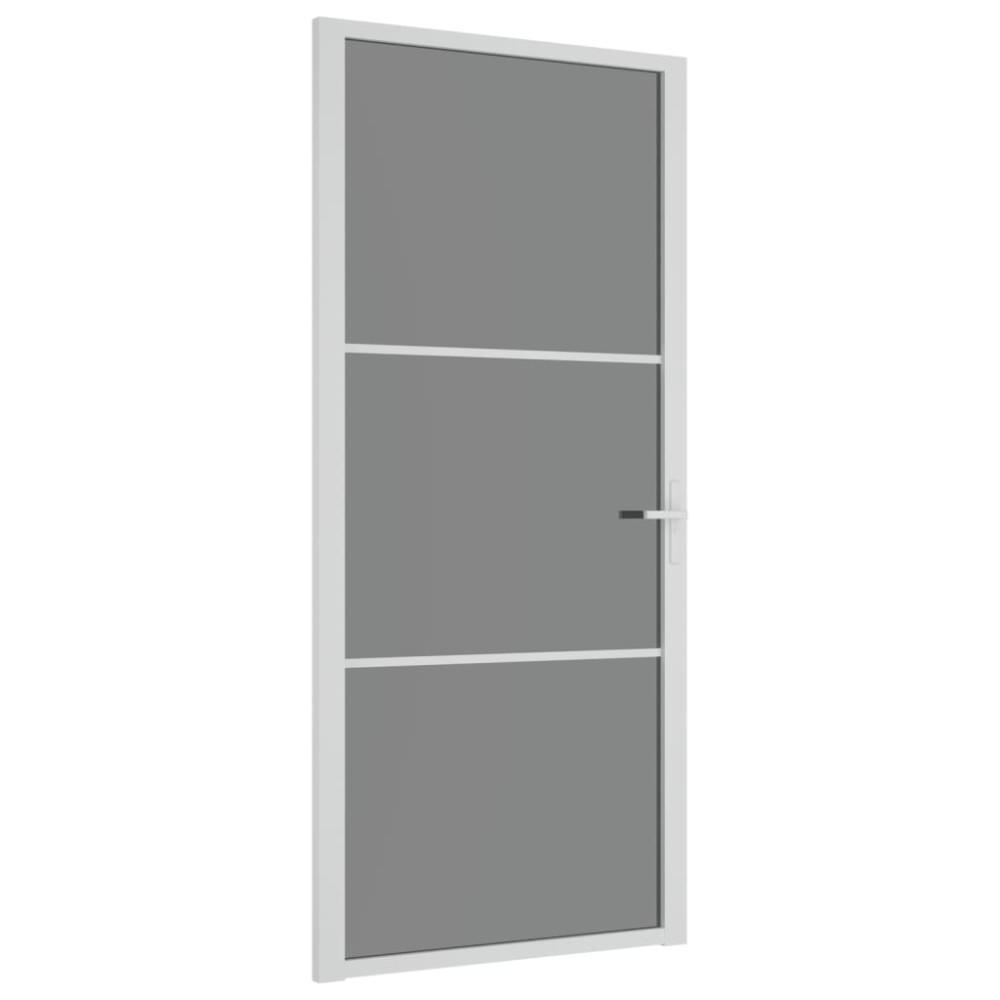 vidaXL Ușă de interior, 93x201,5 cm, alb, sticlă ESG și aluminiu