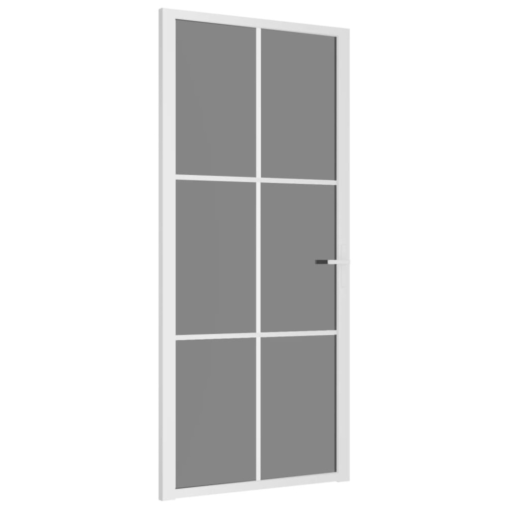 vidaXL Ușă de interior, 93x201,5 cm, alb, sticlă ESG și aluminiu