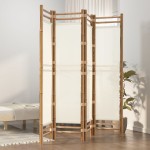 vidaXL Separator de cameră pliabil cu 4 panouri 160 cm bambus și pânză vidaXL Separator de cameră pliabil cu 4 panouri 160 cm bambus și pânză