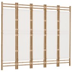 vidaXL Separator de cameră pliabil cu 5 panouri 200 cm bambus și pânză vidaXL Separator de cameră pliabil cu 5 panouri 200 cm bambus și pânză