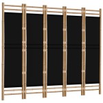 vidaXL Separator de cameră pliabil cu 5 panouri 200 cm bambus și pânză vidaXL Separator de cameră pliabil cu 5 panouri 200 cm bambus și pânză