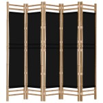 vidaXL Separator de cameră pliabil cu 5 panouri 200 cm bambus și pânză vidaXL Separator de cameră pliabil cu 5 panouri 200 cm bambus și pânză