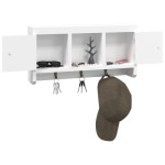 vidaXL Dulap de chei, alb, 40x8,5x20 cm, lemn prelucrat și oțel