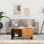 vidaXL Măsuță de cafea, 80x50x40 cm, lemn masiv acacia/lemn prelucrat vidaXL Măsuță de cafea, 80x50x40 cm, lemn masiv acacia/lemn prelucrat