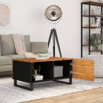 vidaXL Măsuță de cafea, 80x50x40 cm, lemn masiv acacia/lemn prelucrat vidaXL Măsuță de cafea, 80x50x40 cm, lemn masiv acacia/lemn prelucrat