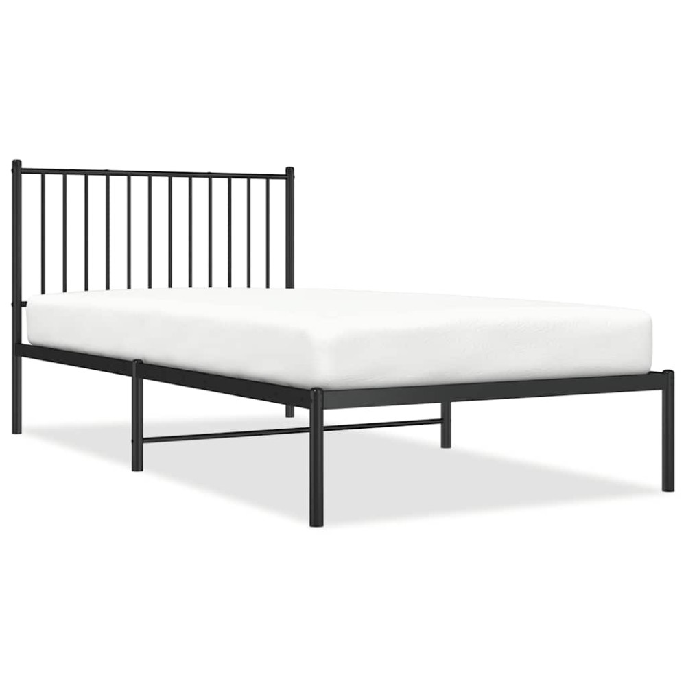 vidaXL Cadru de pat din metal cu tăblie, negru, 100x200 cm
