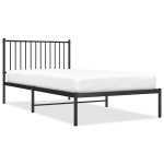 vidaXL Cadru de pat din metal cu tăblie, negru, 100x200 cm