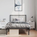 vidaXL Cadru de pat din metal cu tăblie, negru, 100x200 cm