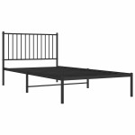 vidaXL Cadru de pat din metal cu tăblie, negru, 100x200 cm
