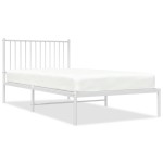 vidaXL Cadru de pat din metal cu tăblie, alb, 100x200 cm