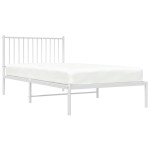 vidaXL Cadru de pat din metal cu tăblie, alb, 100x200 cm