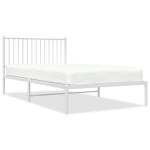 vidaXL Cadru de pat din metal cu tăblie, alb, 107x203 cm