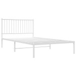 vidaXL Cadru de pat din metal cu tăblie, alb, 107x203 cm