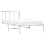 vidaXL Cadru de pat din metal cu tăblie, alb, 107x203 cm