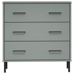 vidaXL Servantă cu 3 sertare, gri, 77x40x79,5 cm, lemn masiv OSLO