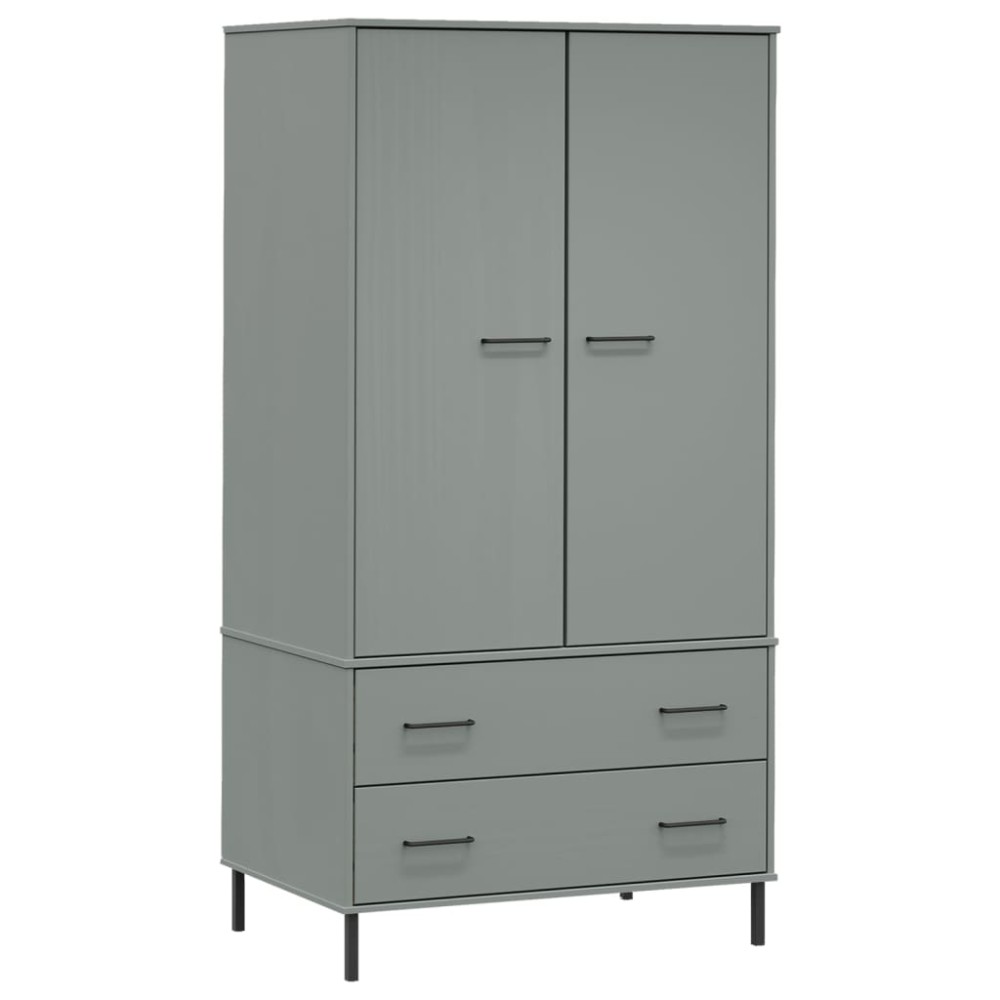 vidaXL Șifonier cu picioare metalice OSLO, gri, 90x55x172,5 cm, lemn