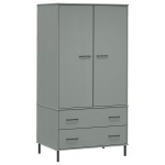 vidaXL Șifonier cu picioare metalice OSLO, gri, 90x55x172,5 cm, lemn