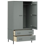 vidaXL Șifonier cu picioare metalice OSLO, gri, 90x55x172,5 cm, lemn