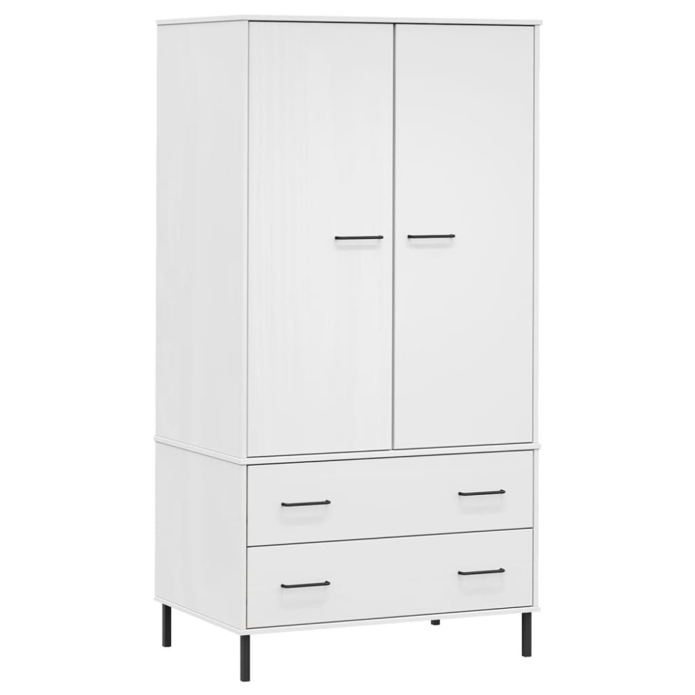 vidaXL Șifonier cu picioare metalice OSLO, alb, 90x55x172,5 cm, lemn