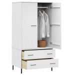 vidaXL Șifonier cu picioare metalice OSLO, alb, 90x55x172,5 cm, lemn vidaXL Șifonier cu picioare metalice OSLO, alb, 90x55x172,5 cm, lemn