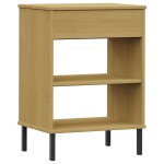 vidaXL Dulap consolă cu picioare metalice „OSLO”, maro, lemn masiv pin vidaXL Dulap consolă cu picioare metalice „OSLO”, maro, lemn masiv pin