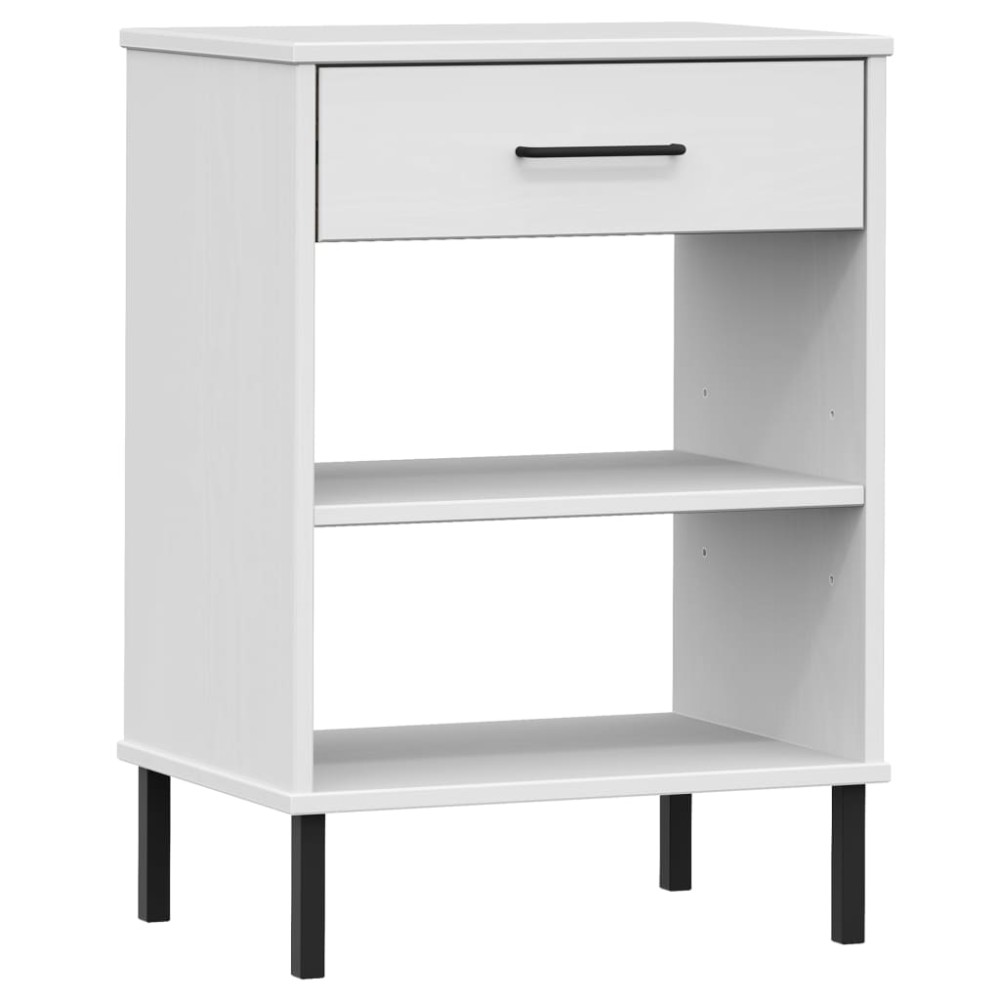 vidaXL Dulap consolă cu picioare metalice „OSLO”, alb, lemn masiv pin
