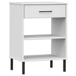 vidaXL Dulap consolă cu picioare metalice „OSLO”, alb, lemn masiv pin vidaXL Dulap consolă cu picioare metalice „OSLO”, alb, lemn masiv pin