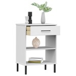 vidaXL Dulap consolă cu picioare metalice „OSLO”, alb, lemn masiv pin vidaXL Dulap consolă cu picioare metalice „OSLO”, alb, lemn masiv pin
