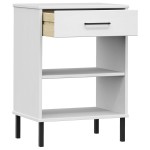 vidaXL Dulap consolă cu picioare metalice „OSLO”, alb, lemn masiv pin vidaXL Dulap consolă cu picioare metalice „OSLO”, alb, lemn masiv pin