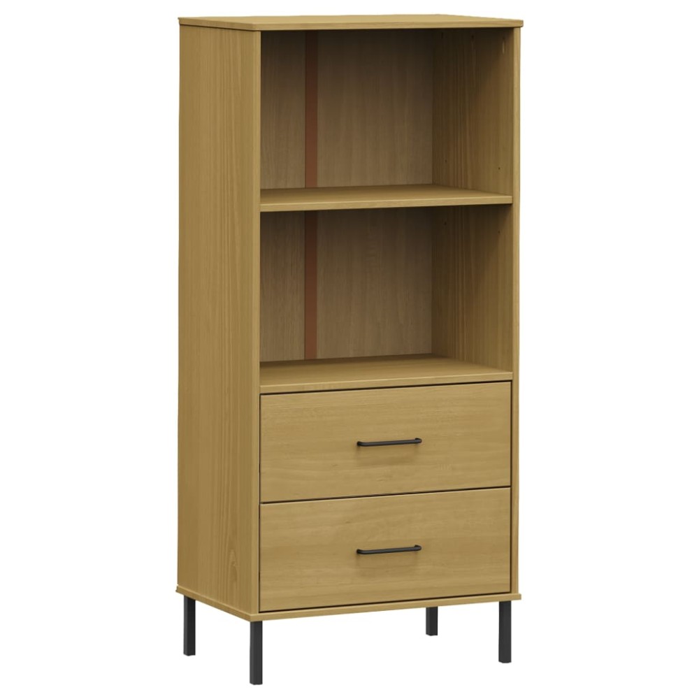 vidaXL Bibliotecă cu 2 sertare OSLO, maro, 60x35x128,5 cm, lemn masiv