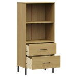 vidaXL Bibliotecă cu 2 sertare OSLO, maro, 60x35x128,5 cm, lemn masiv vidaXL Bibliotecă cu 2 sertare OSLO, maro, 60x35x128,5 cm, lemn masiv
