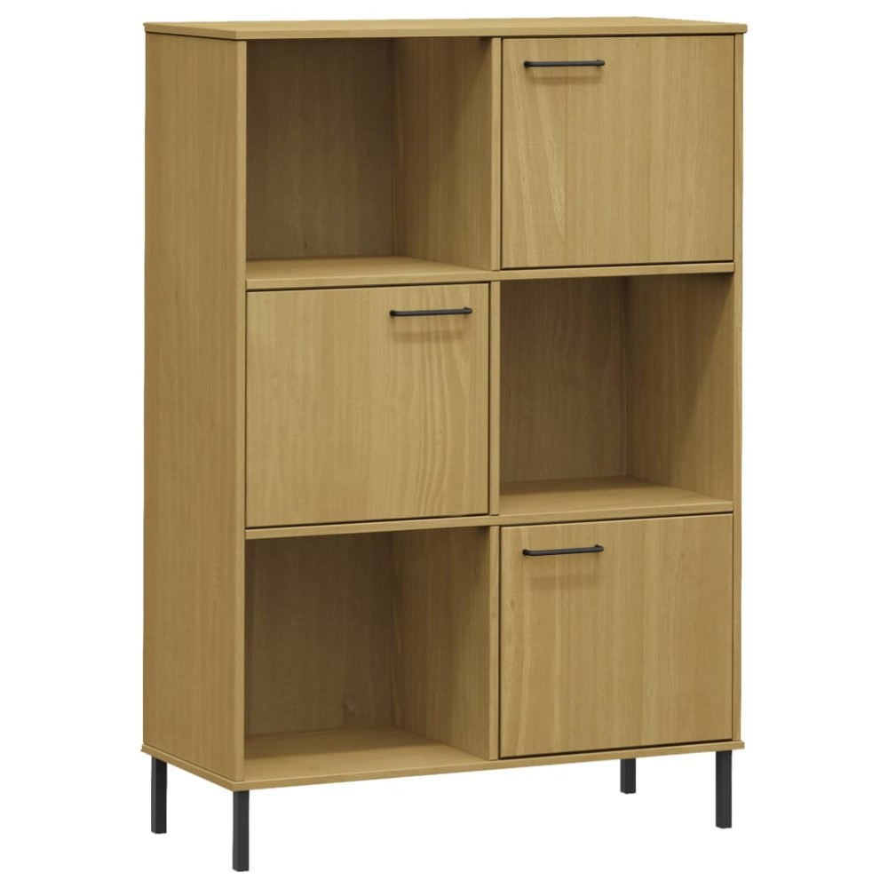 vidaXL Bibliotecă cu picioare metalice OSLO, maro, 90x35x128,5 cm lemn