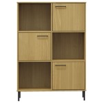 vidaXL Bibliotecă cu picioare metalice OSLO, maro, 90x35x128,5 cm lemn