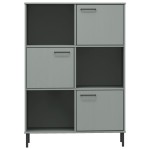 vidaXL Bibliotecă cu picioare metalice OSLO, gri, 90x35x128,5 cm, lemn