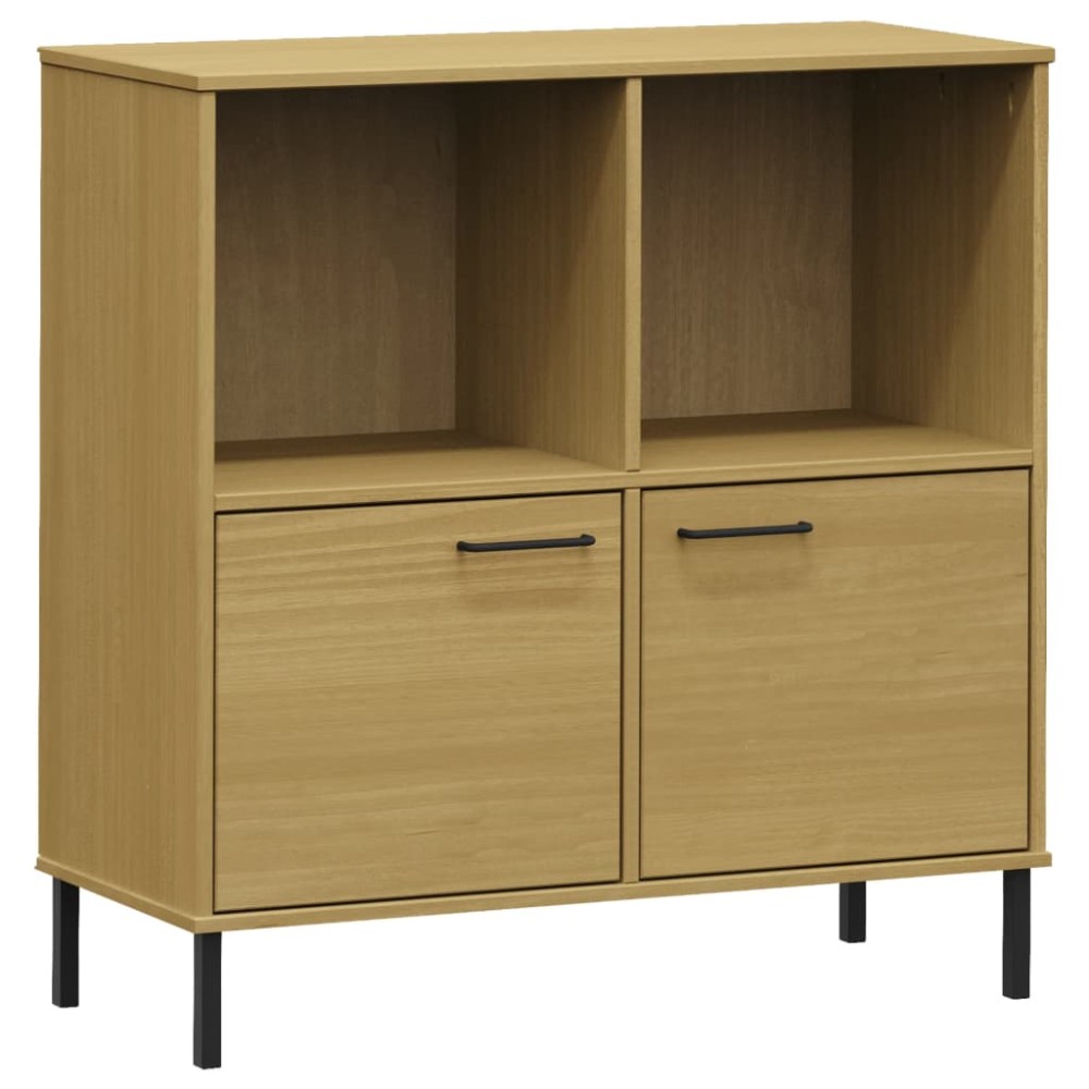 vidaXL Bibliotecă cu picioare metalice OSLO, maro, 90x35x90,5 cm, lemn