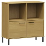vidaXL Bibliotecă cu picioare metalice OSLO, maro, 90x35x90,5 cm, lemn