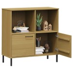 vidaXL Bibliotecă cu picioare metalice OSLO, maro, 90x35x90,5 cm, lemn