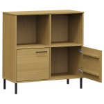 vidaXL Bibliotecă cu picioare metalice OSLO, maro, 90x35x90,5 cm, lemn