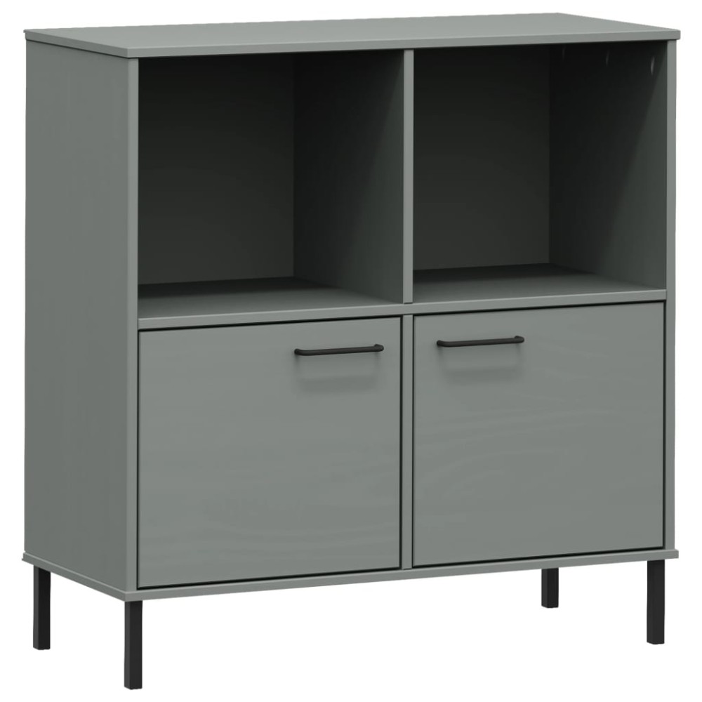 vidaXL Bibliotecă cu picioare metalice OSLO, gri, 90x35x90,5 cm, lemn