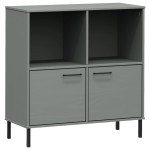vidaXL Bibliotecă cu picioare metalice OSLO, gri, 90x35x90,5 cm, lemn