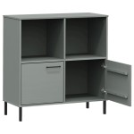 vidaXL Bibliotecă cu picioare metalice OSLO, gri, 90x35x90,5 cm, lemn