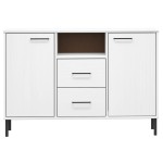 vidaXL Servantă cu picioare metalice „OSLO” alb 113x40x77 cm lemn vidaXL Servantă cu picioare metalice „OSLO” alb 113x40x77 cm lemn