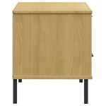 vidaXL Comodă TV cu picioare metalice OSLO, maro, lemn masiv pin
