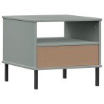 vidaXL Noptieră cu picioare metalice „OSLO”, gri, lemn masiv pin