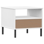 vidaXL Noptieră cu picioare metalice „OSLO”, alb, lemn masiv pin