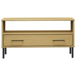 vidaXL Măsuță cafea picioare metalice maro 85x50x45cm lemn masiv OSLO vidaXL Măsuță cafea picioare metalice maro 85x50x45cm lemn masiv OSLO