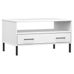 vidaXL Măsuță cafea picioare metalice alb 85x50x45cm lemn masiv "OSLO" vidaXL Măsuță cafea picioare metalice alb 85x50x45cm lemn masiv "OSLO"