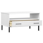 vidaXL Măsuță cafea picioare metalice alb 85x50x45cm lemn masiv "OSLO" vidaXL Măsuță cafea picioare metalice alb 85x50x45cm lemn masiv "OSLO"